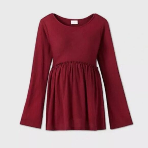 Isabel Maternity by Ingrid & Isabel Burgundy Long Bell Sleeve Top - Picture 1 of 6